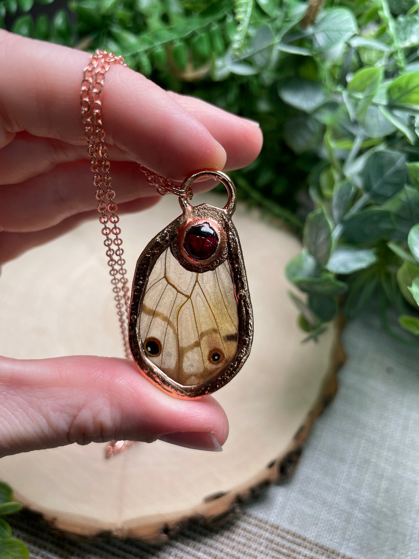 Garnet Butterfly Wing Necklace