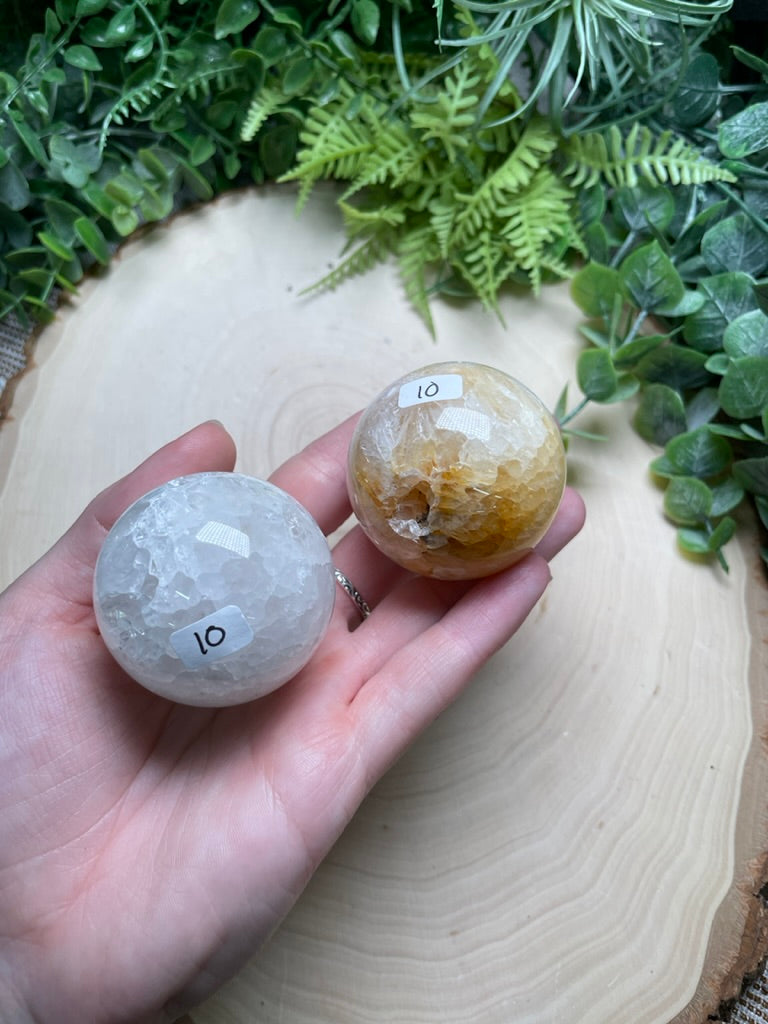 Quartz Mixture Sphere with Agate and/ or Flower Agate Inclusions