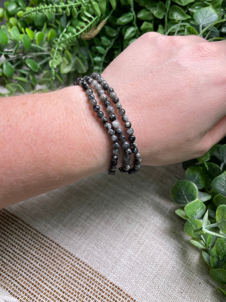 Larvikite 4mm Beaded Bracelet