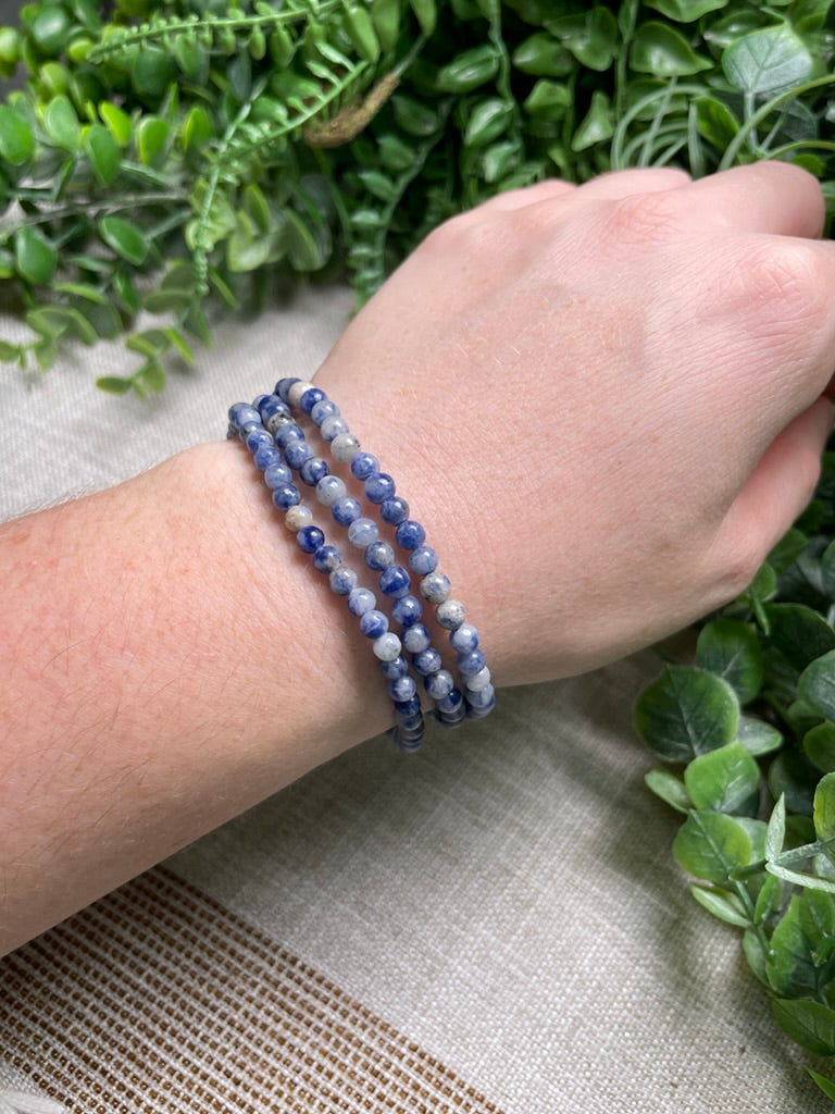 Blue Spotstone Jasper 4mm Beaded Bracelet