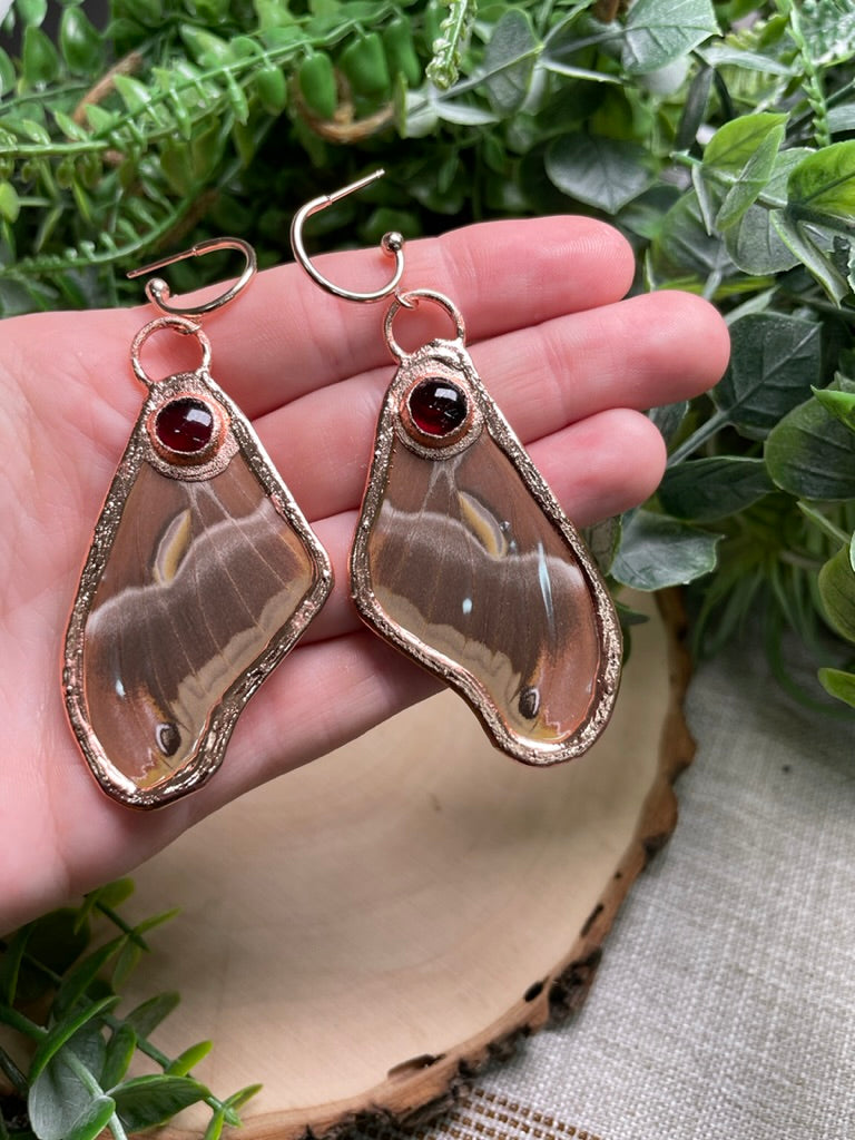 Garnet Butterfly Wing Earrings