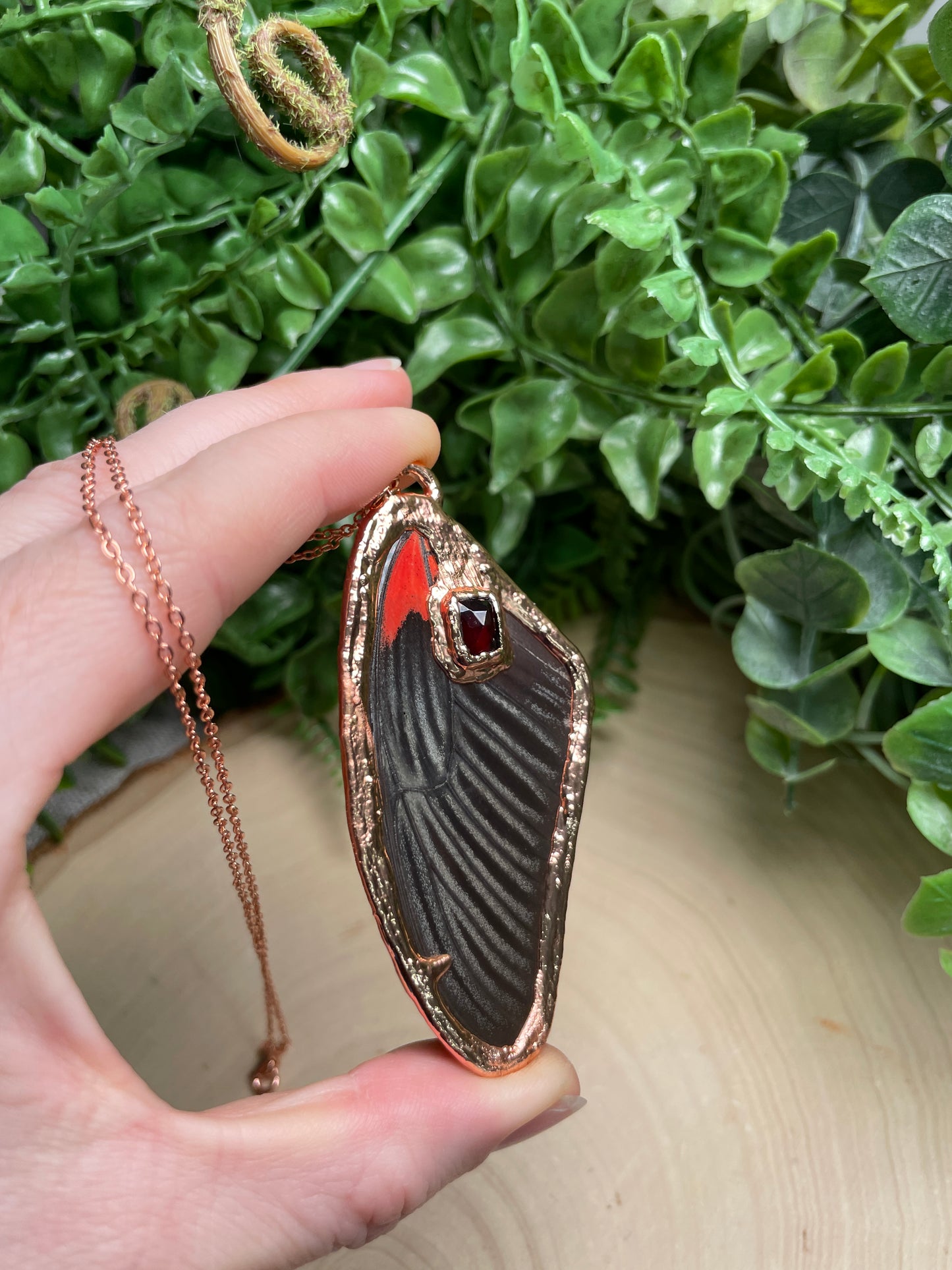 Garnet Butterfly Wing Necklace