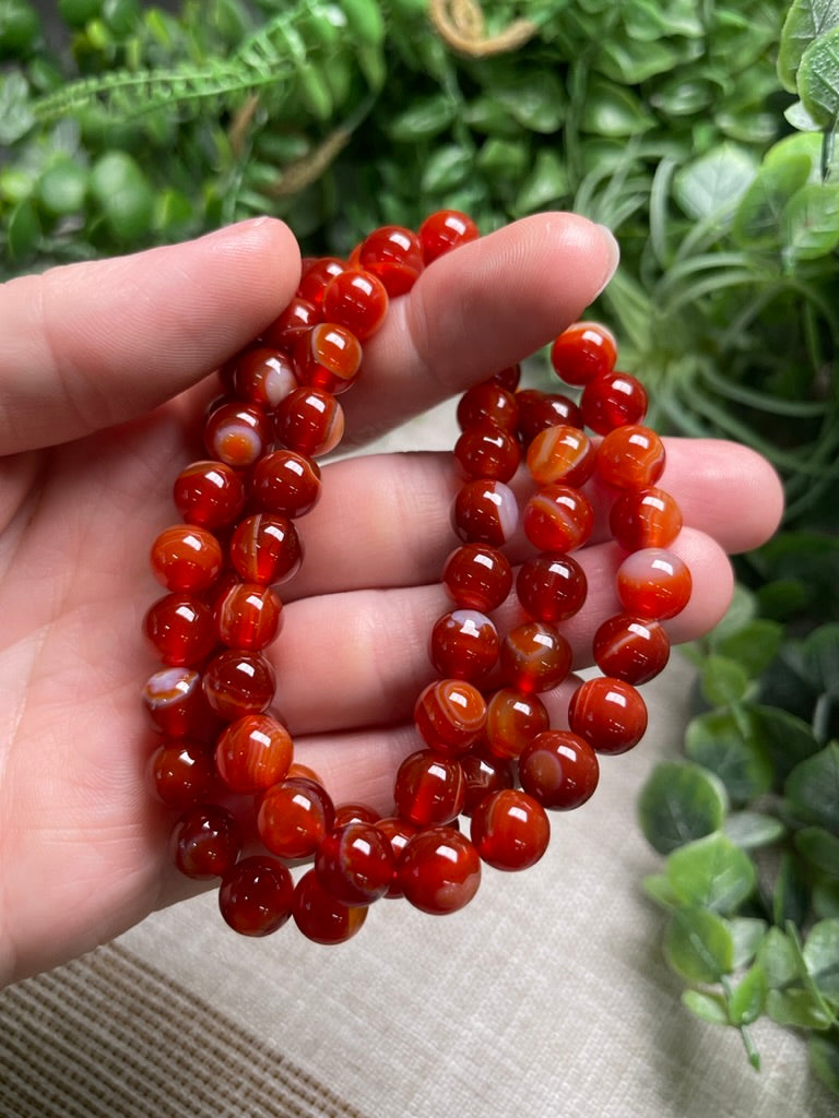 Carnelian 8mm Beaded Bracelet