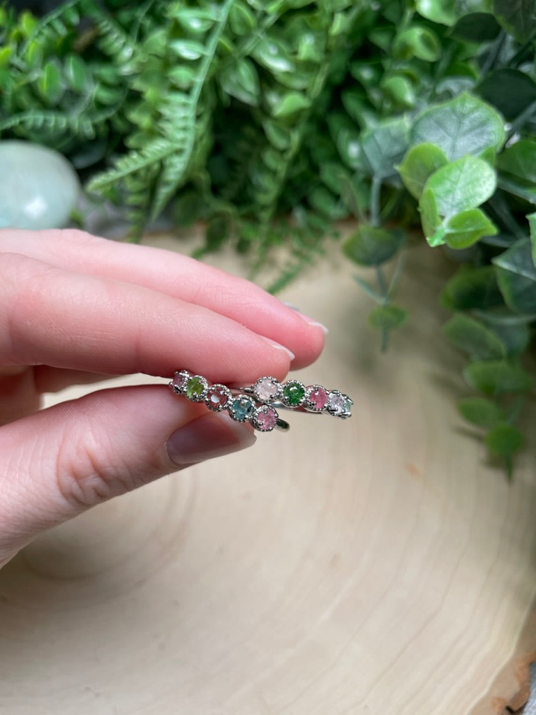 Watermelon Tourmaline Adjustable Ring