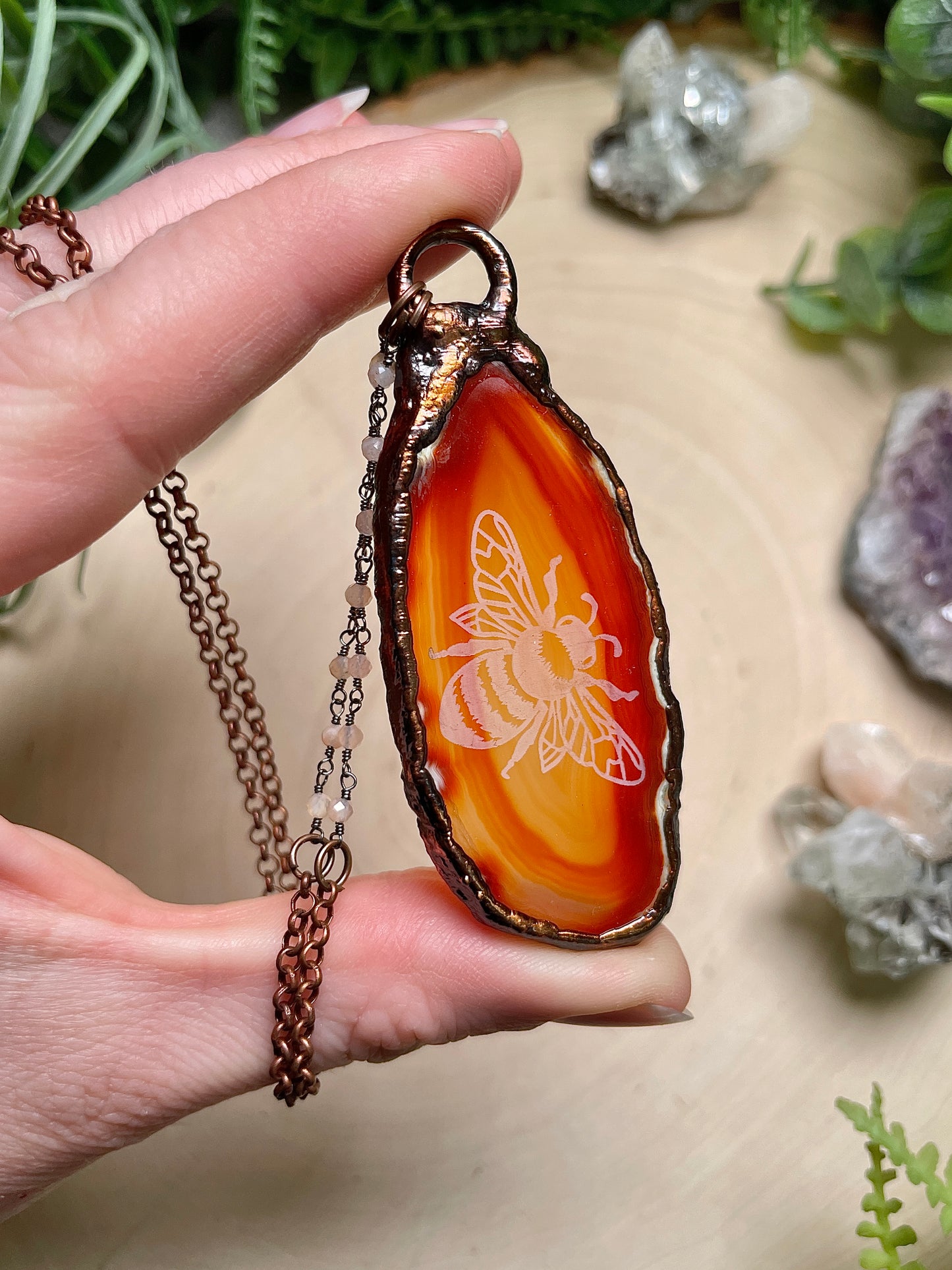 Agate Bumblebee Necklace