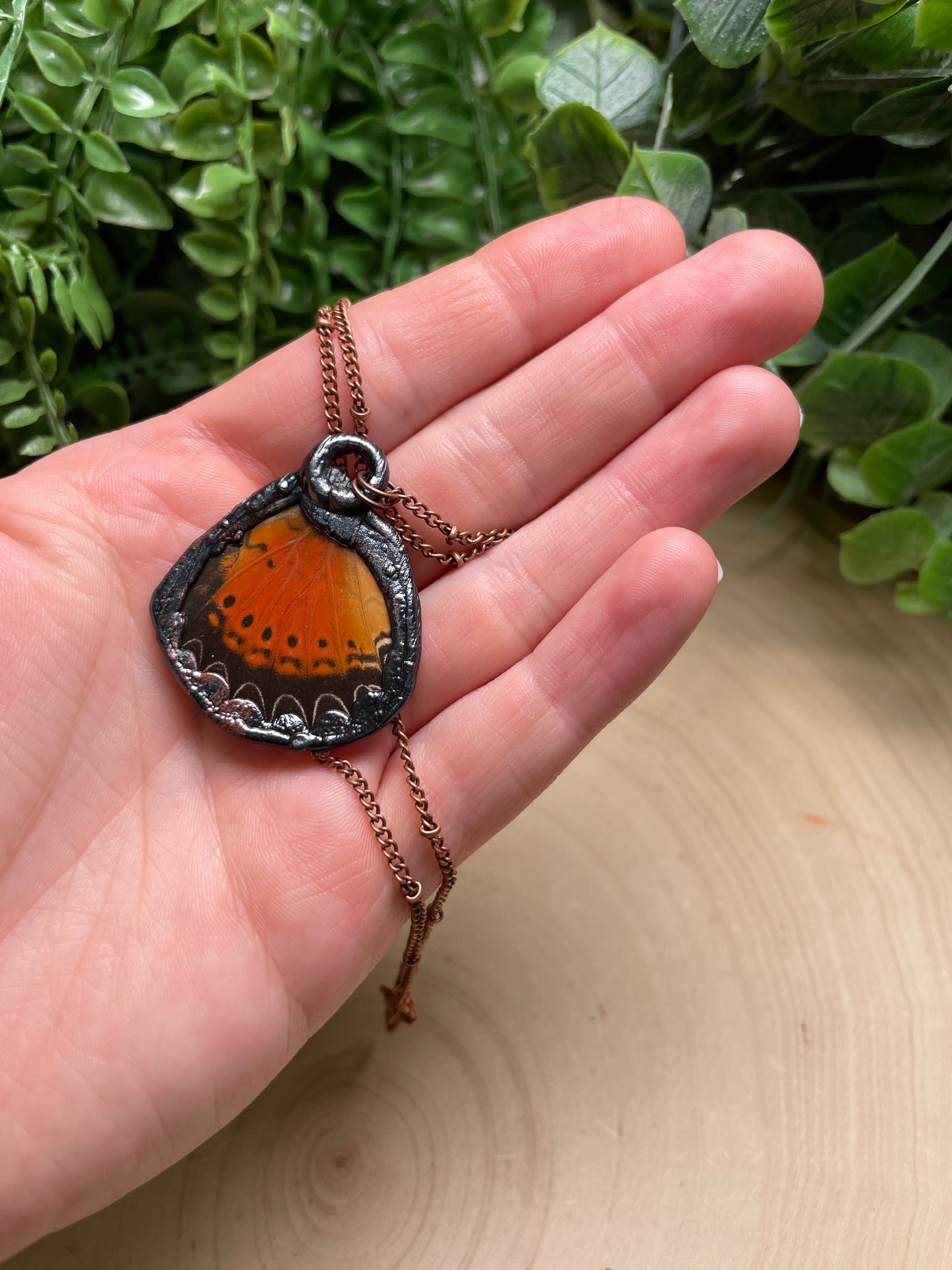 Orange Garnet Butterfly Wing Necklace