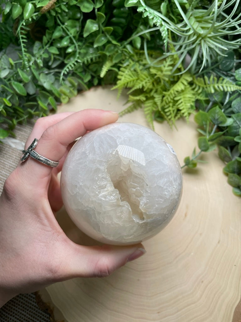 Quartz and Flower Agate Sphere