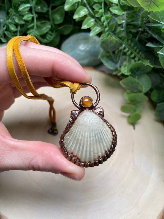 Scallop Shell and Agate Necklace