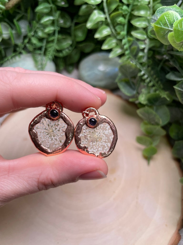 Queen Anne's Lace and Amethyst Earrings