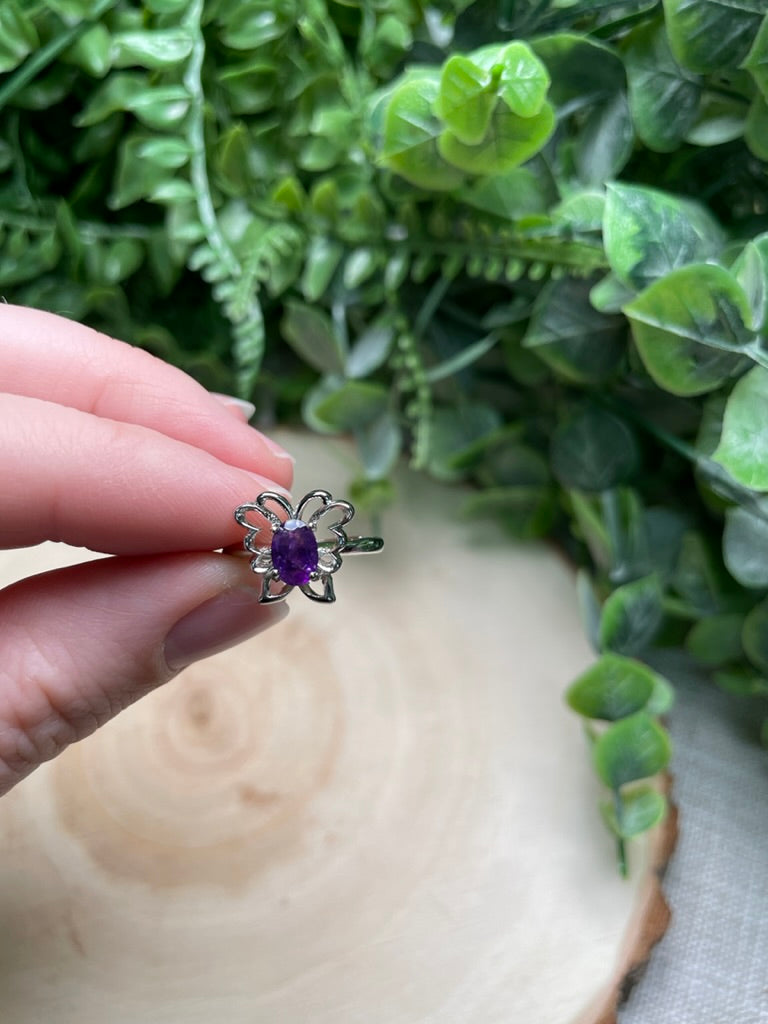 Crystal Butterfly Adjustable Ring