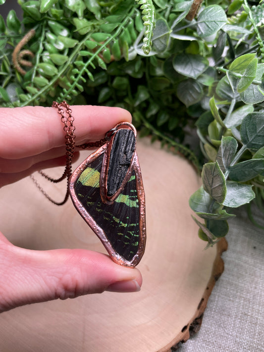 Black Kyanite Butterfly Wing Necklace