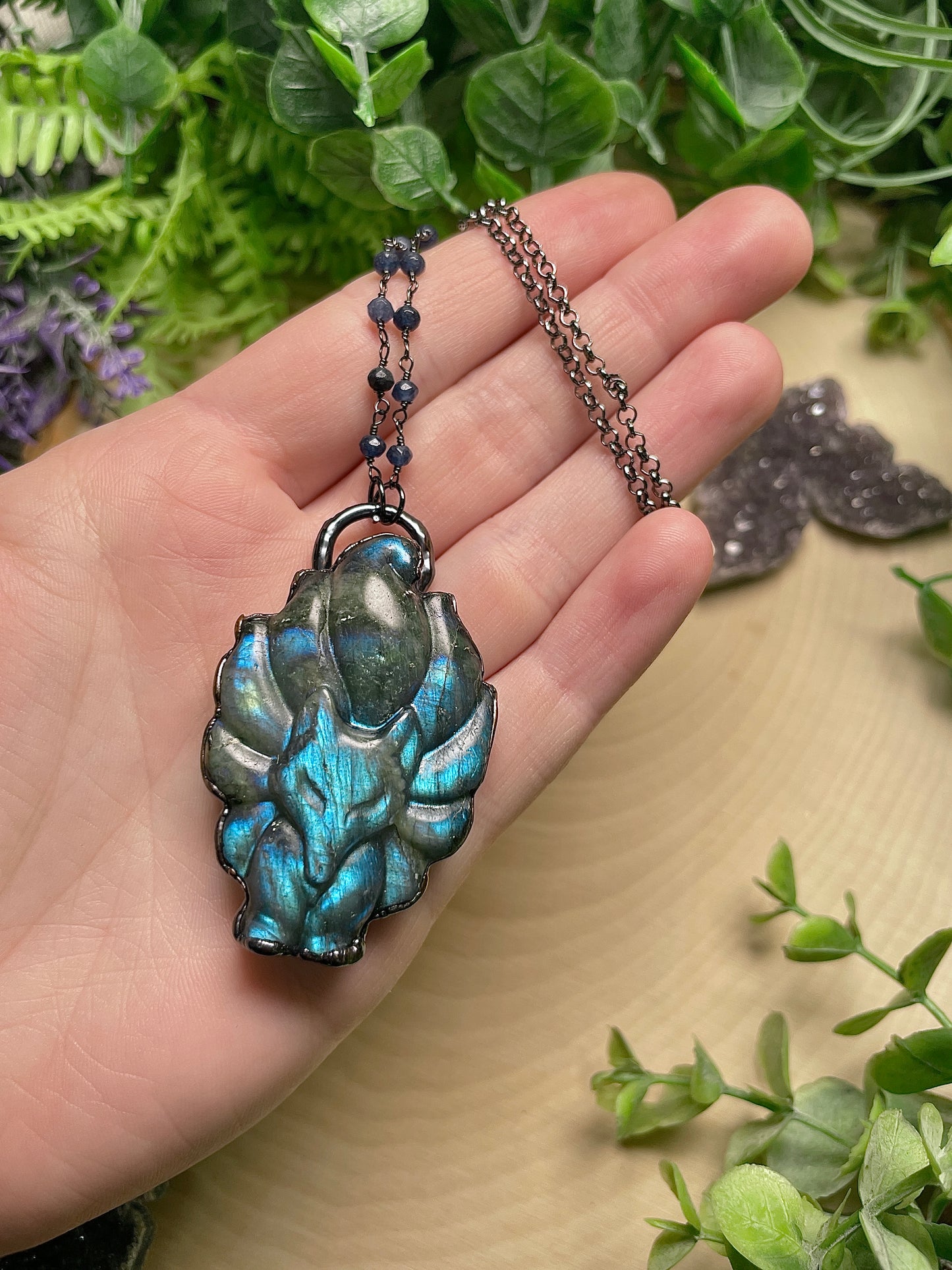 Nine Tails- Labradorite Fox Necklace