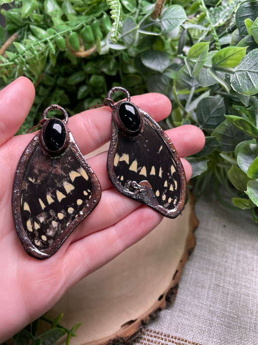 Obsidian Butterfly Wing Earrings