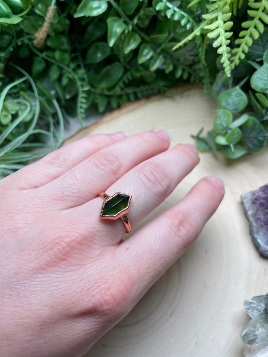 Green Agate Ring Size 6.5