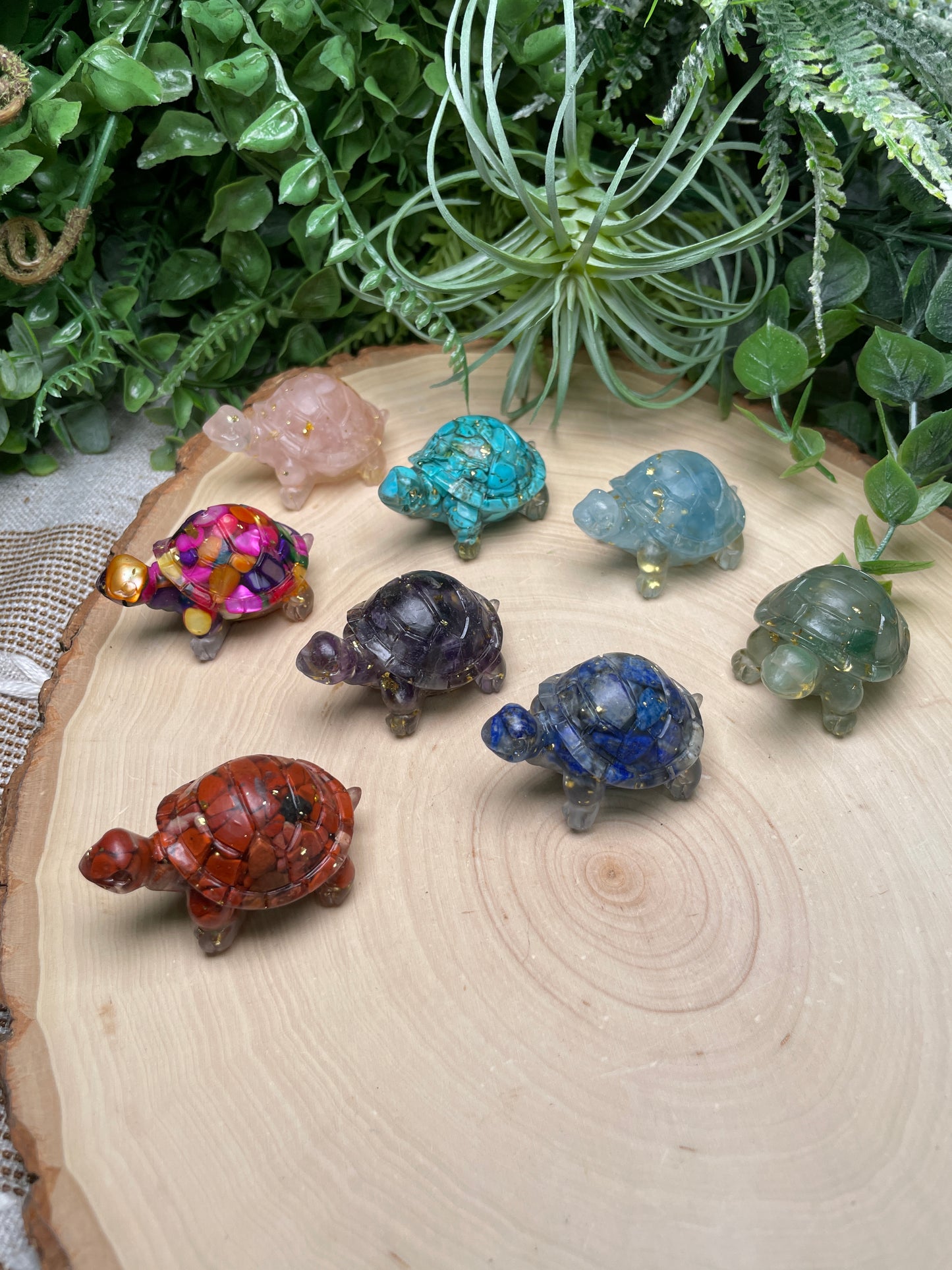 Resin Turtles with Crystal Chips