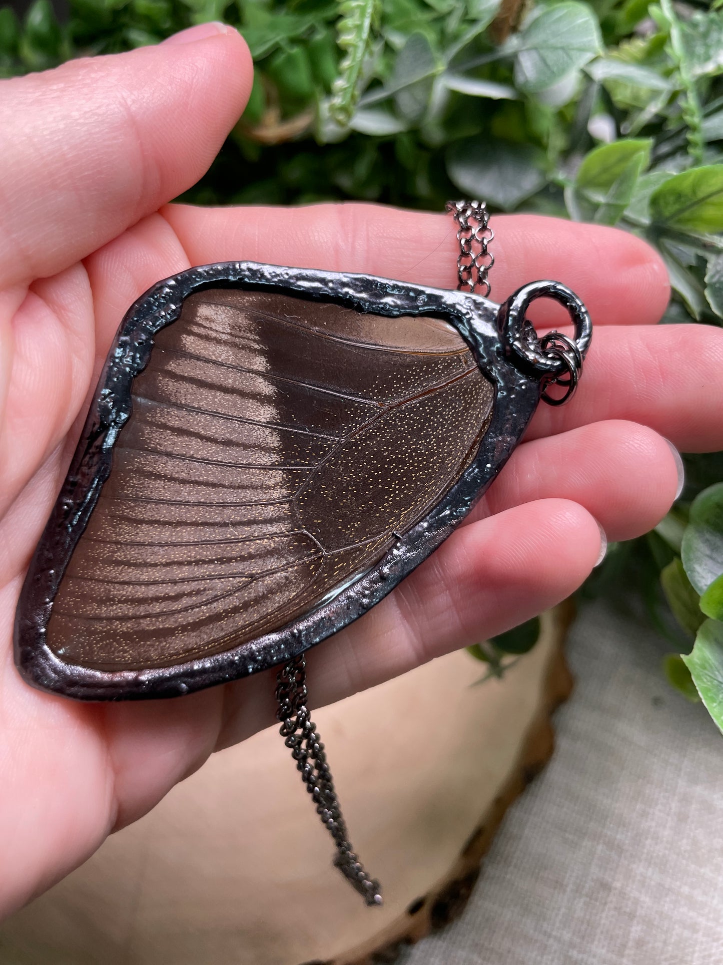 Peach Moonstone Butterfly Wing Necklace