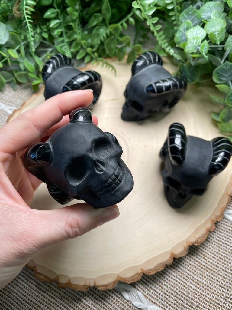 Obsidian Demon Skull