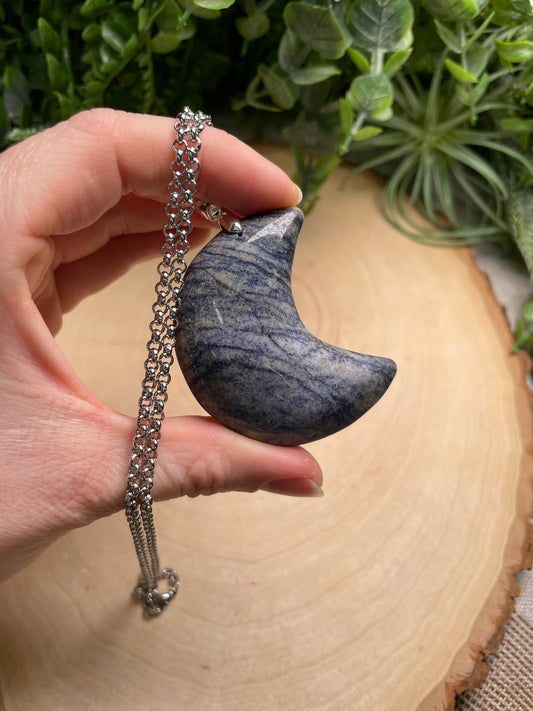 Lapis Chunky Moon Necklace
