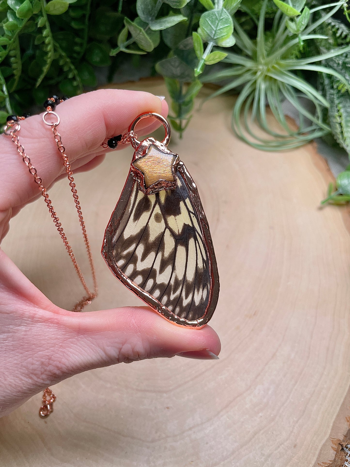 Sunstone Star Butterfly Wing Necklace