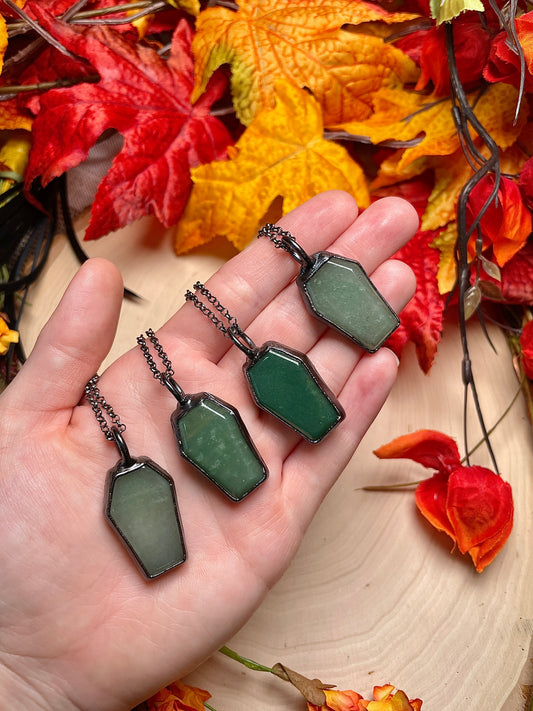 Green Aventurine Coffin Necklace