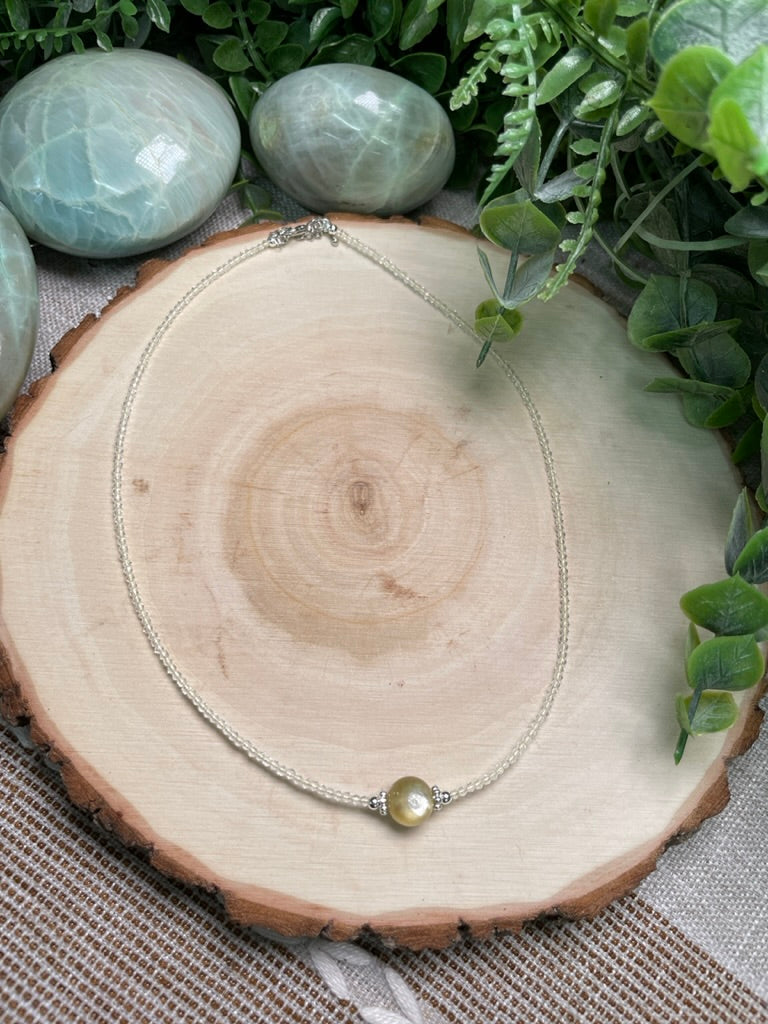 Clear Quartz and Golden Mica Choker Necklace