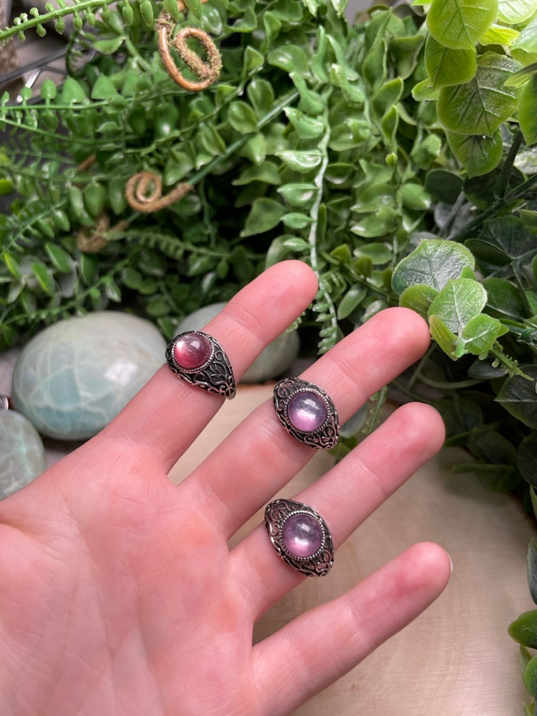 Gem Lepidolite Adjustable Ring