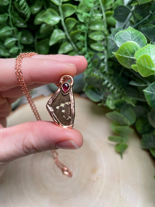 Butterfly Wing and Garnet Necklace