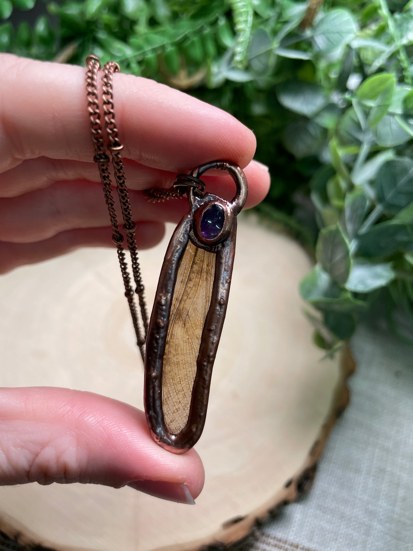 Amethyst Grasshopper Wing Necklace