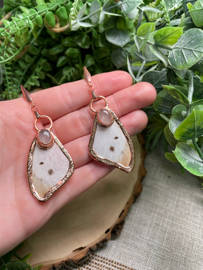 Rose Quartz Butterfly Wing Earrings