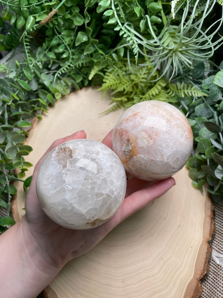 Quartz and Flower Agate Sphere