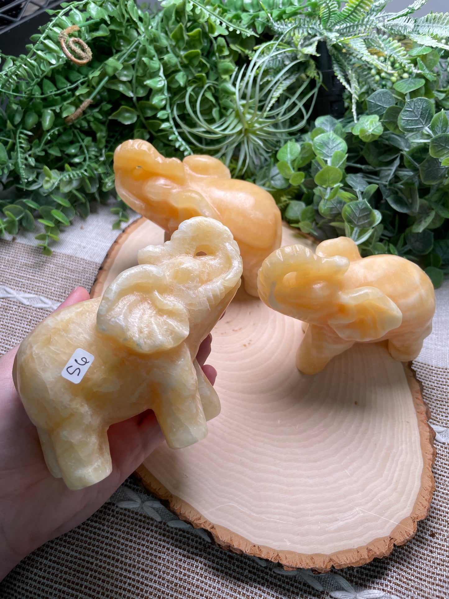 XL Yellow Calcite Elephant