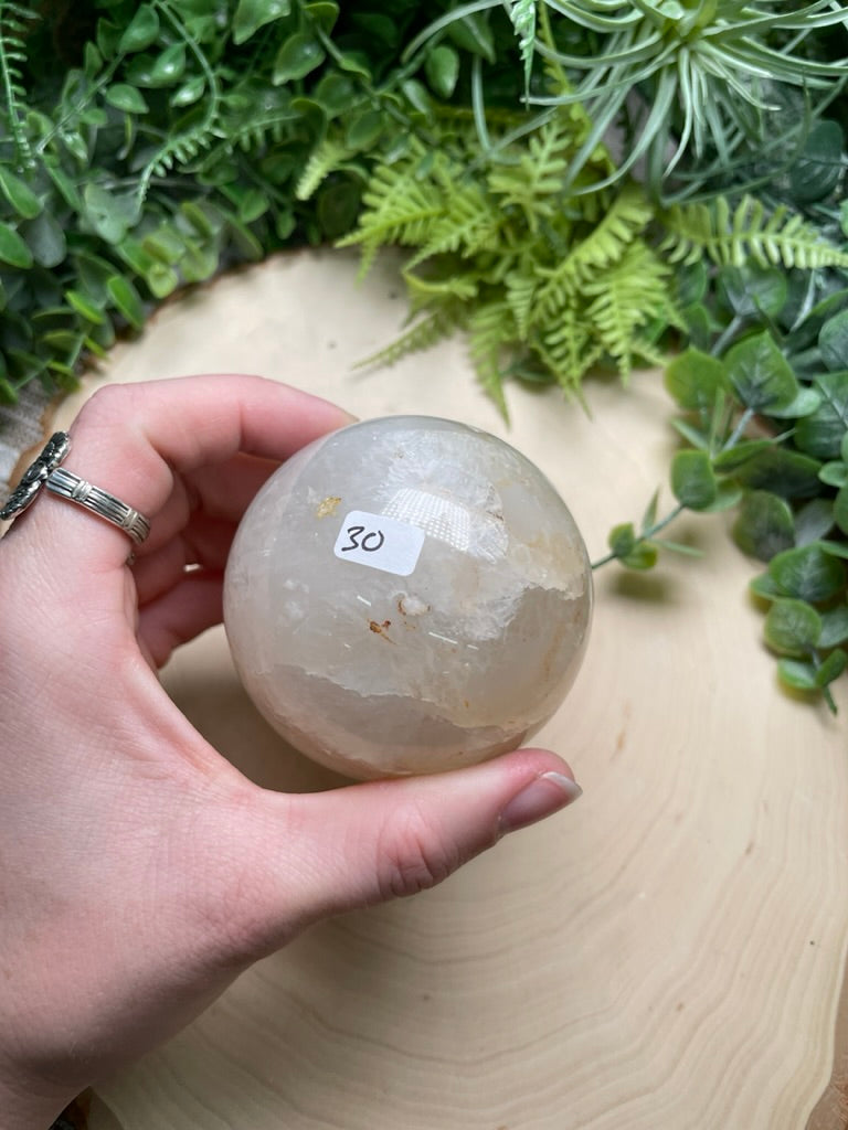 Quartz Mixture Sphere with Agate and/ or Flower Agate Inclusions