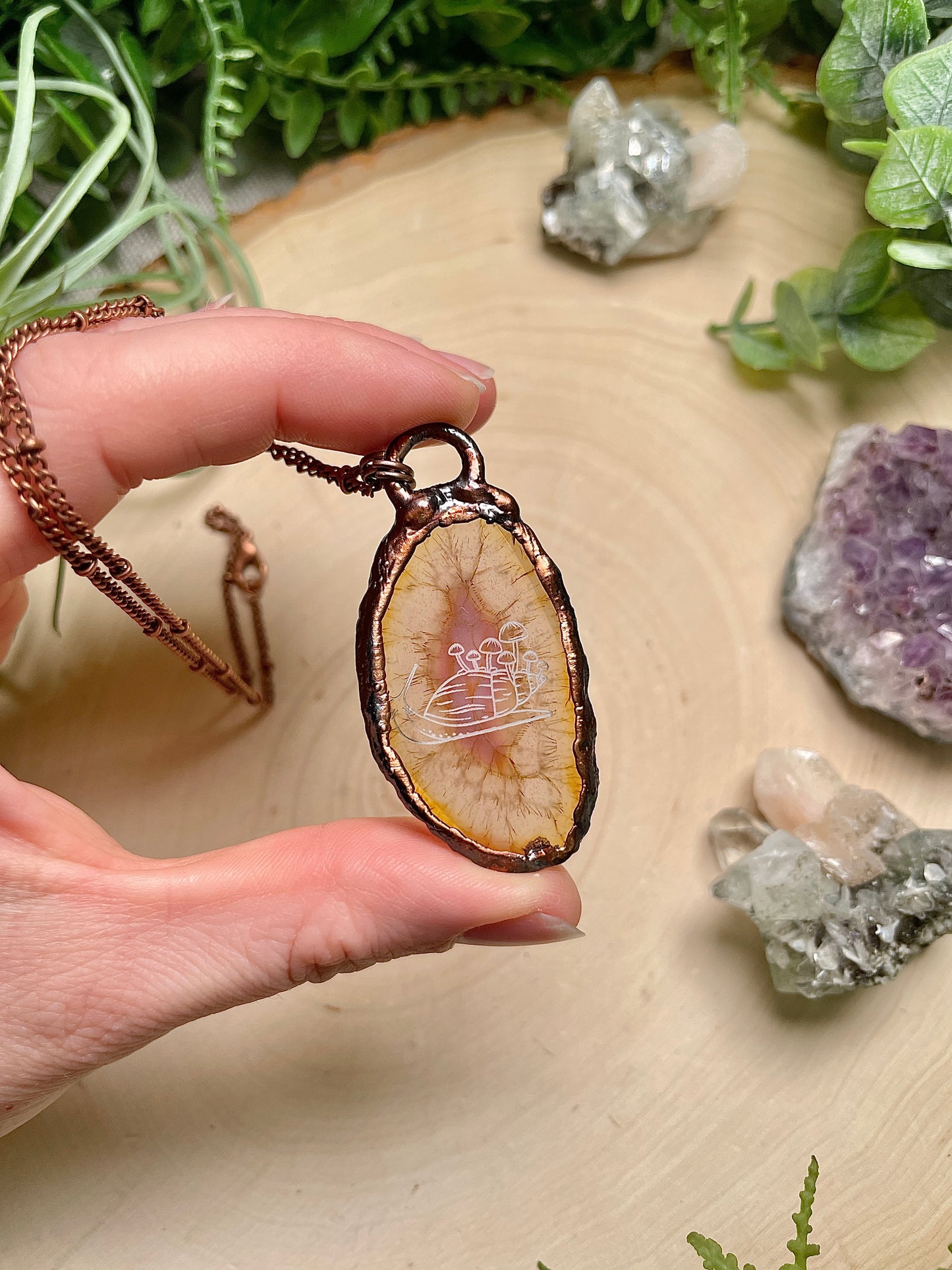 Agate Snail Necklace