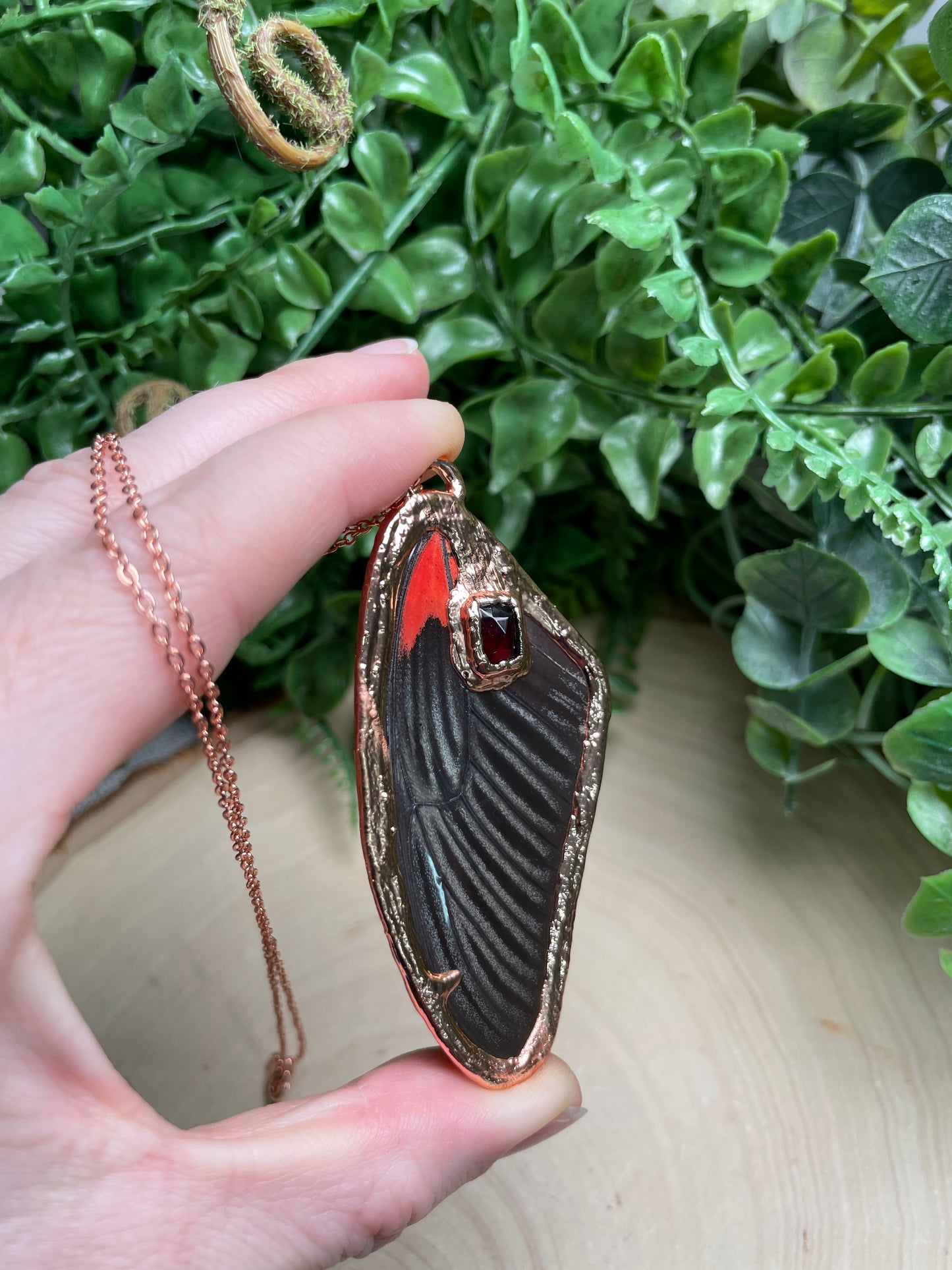 Garnet Butterfly Wing Necklace