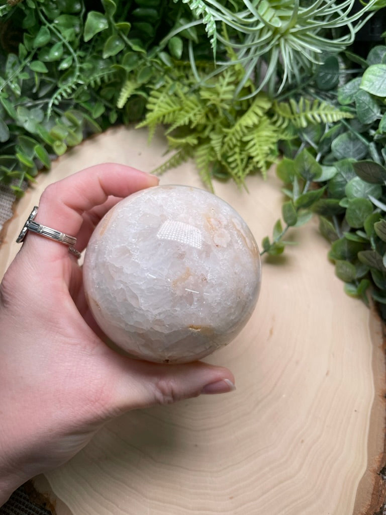 Quartz and Flower Agate Sphere