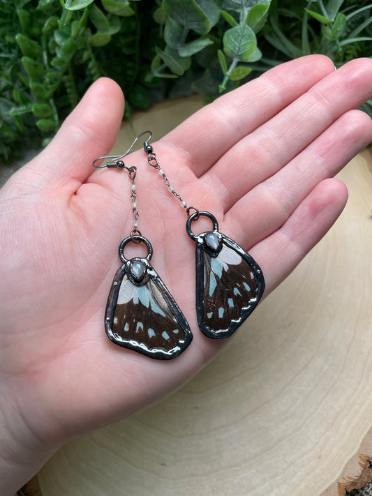 White Moonstone Butterfly Wing Earrings