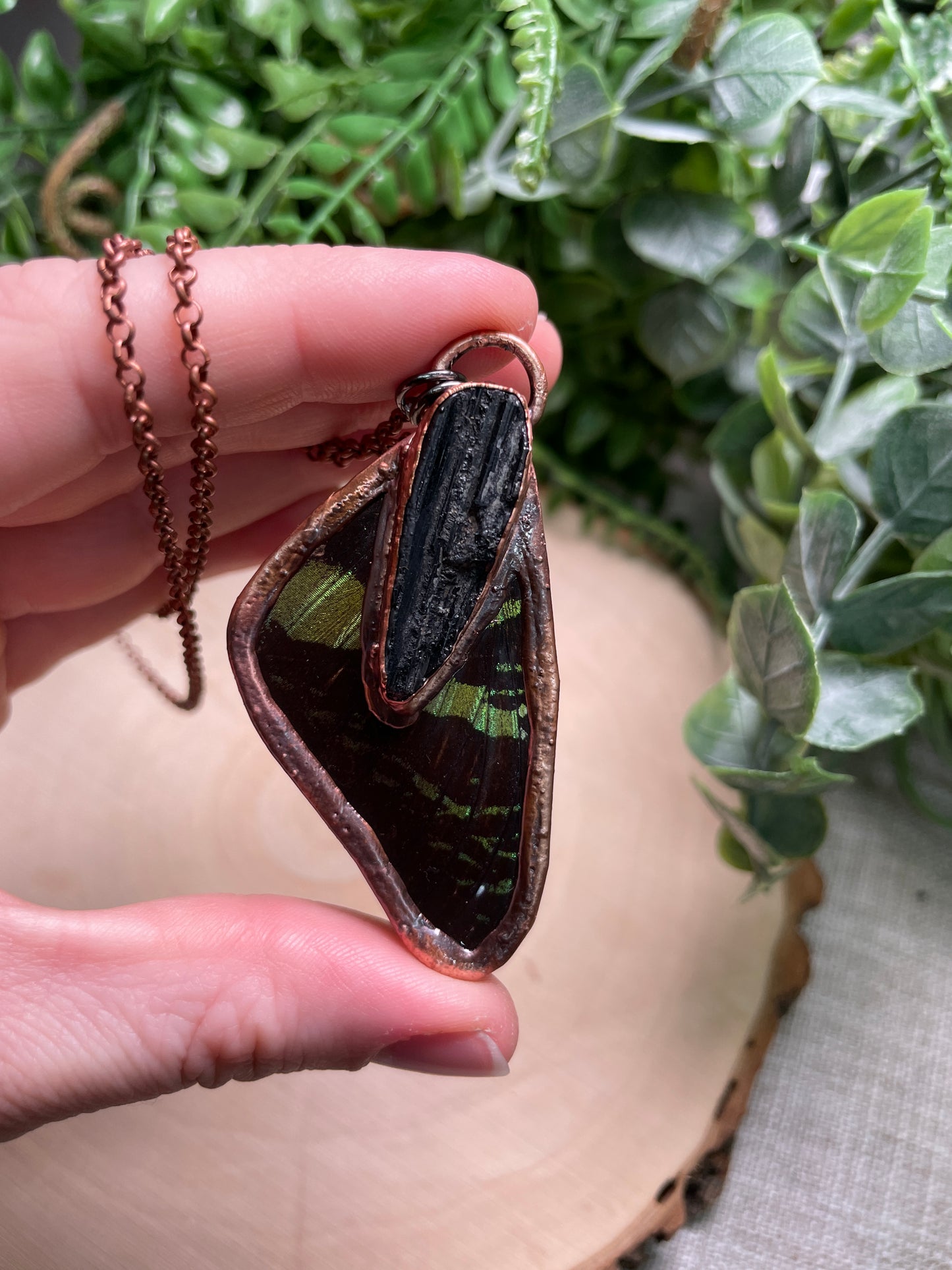 Black Kyanite Butterfly Wing Necklace