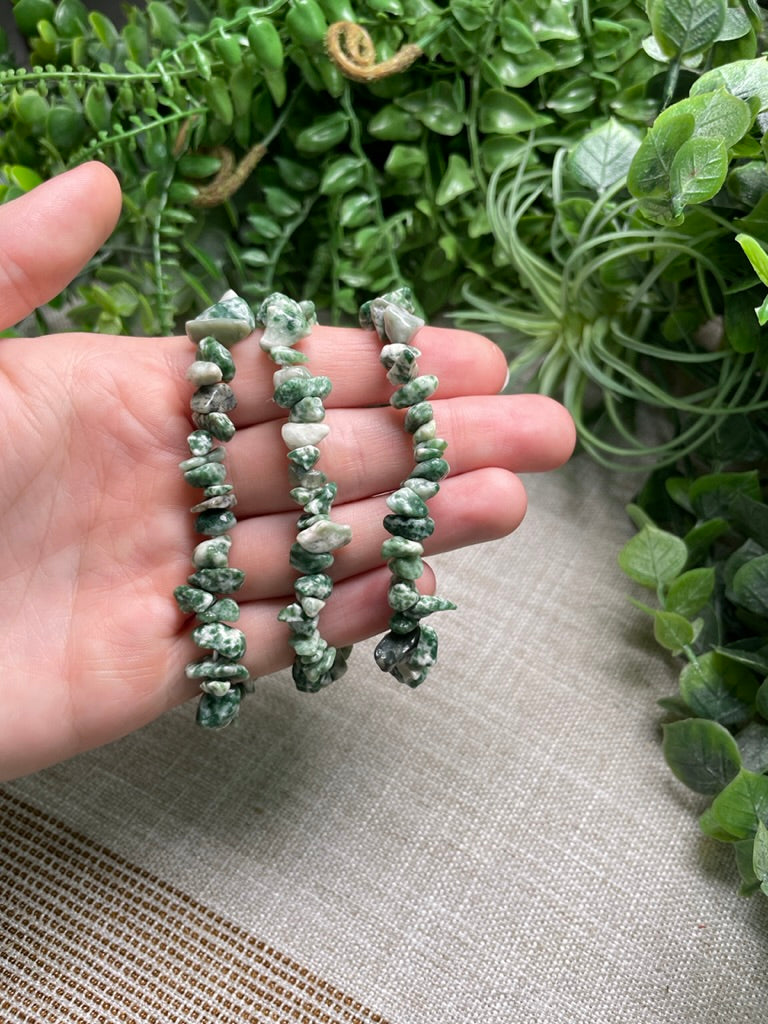 Green Speckled Jasper Chip Bracelet