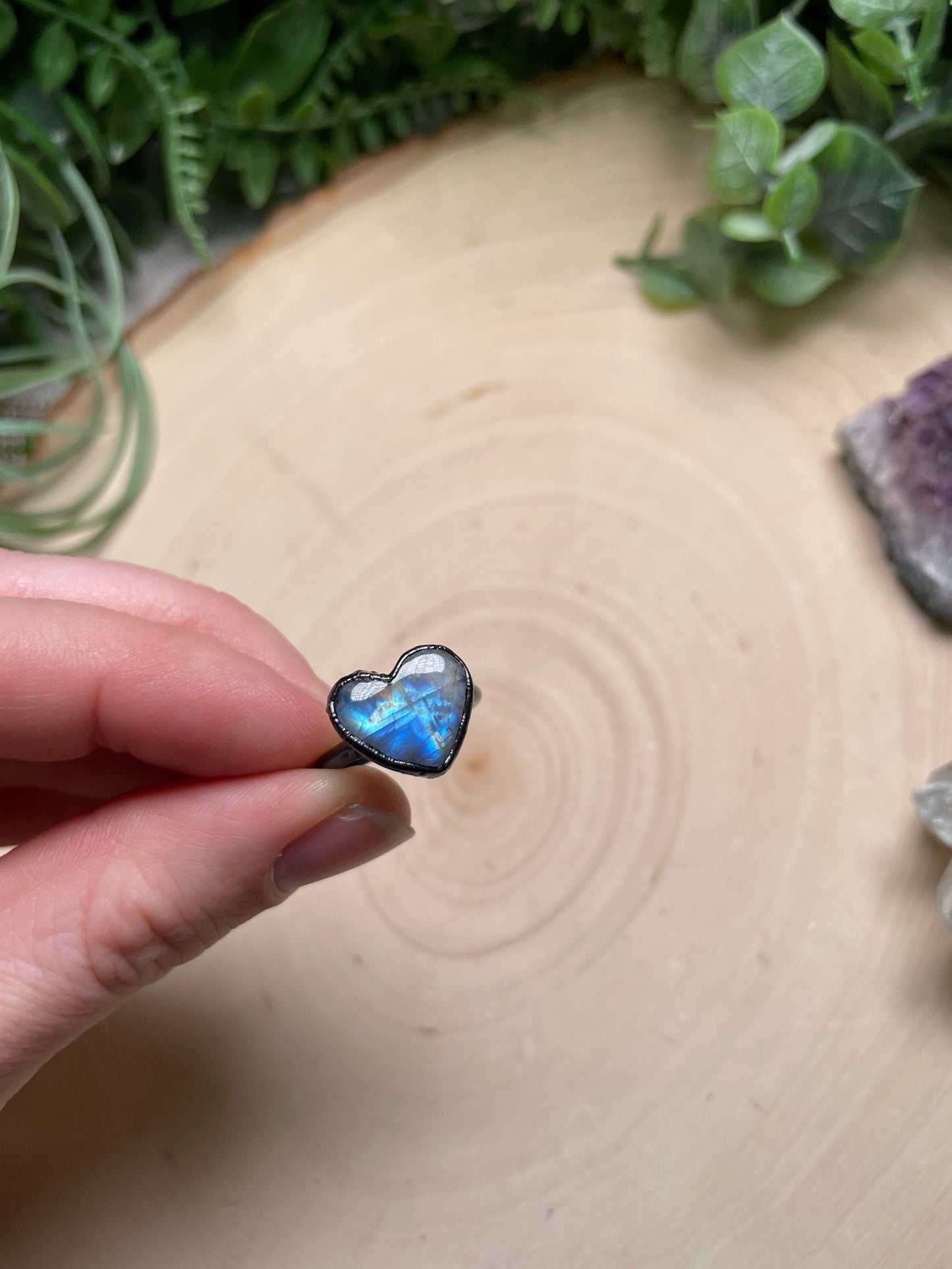 Moonstone Heart Ring Size 5.25