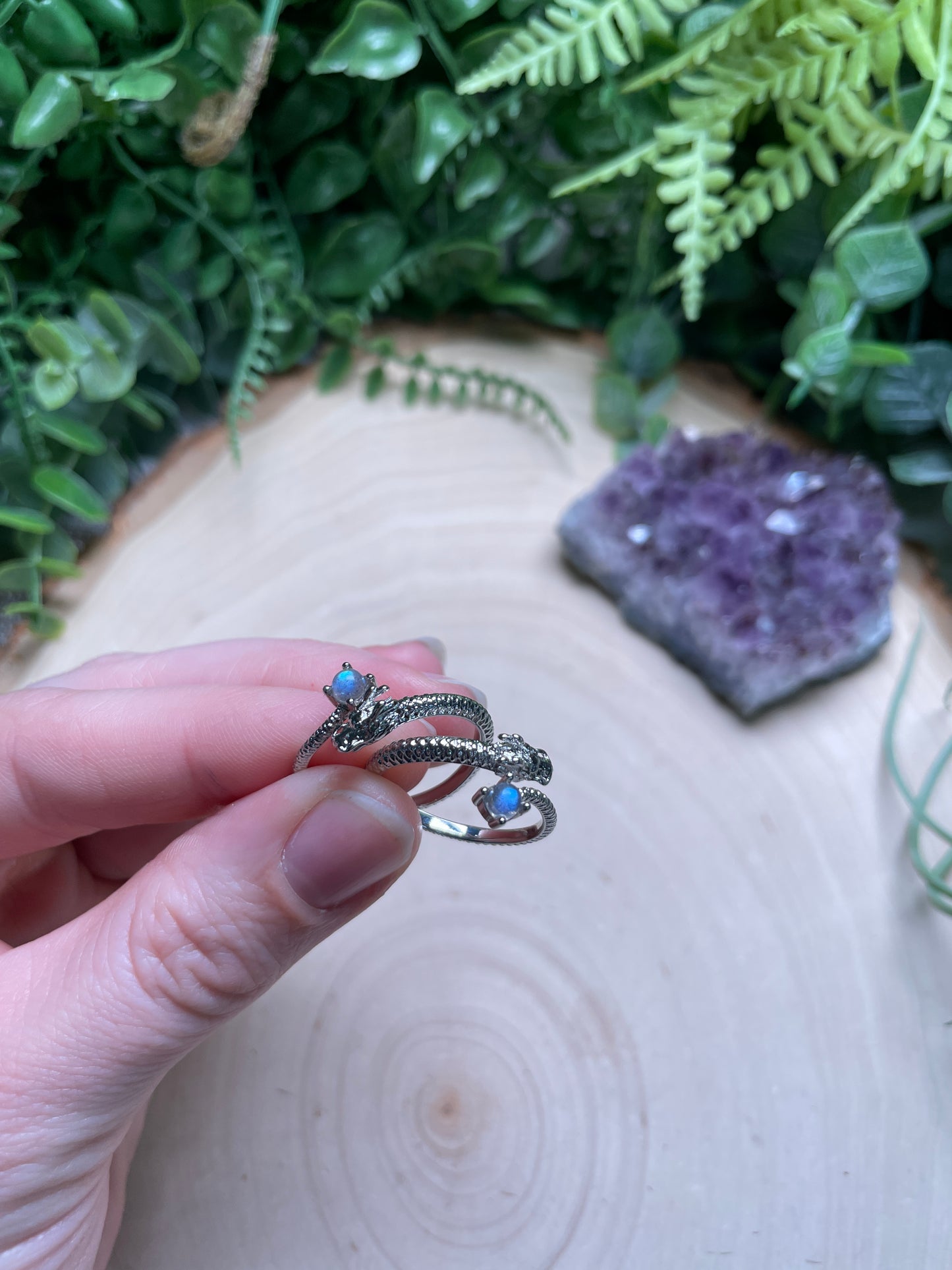 Labradorite Dragon Adjustable Ring