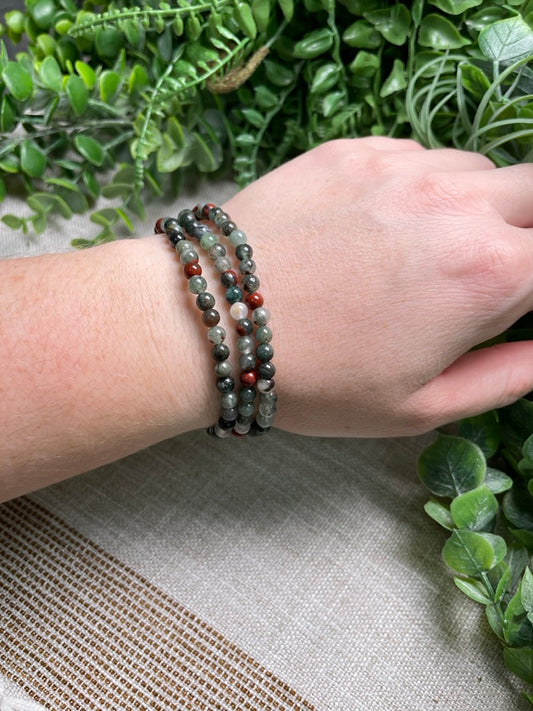 Bloodstone 4mm Beaded Bracelet