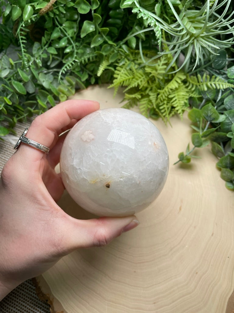 Quartz and Flower Agate Sphere