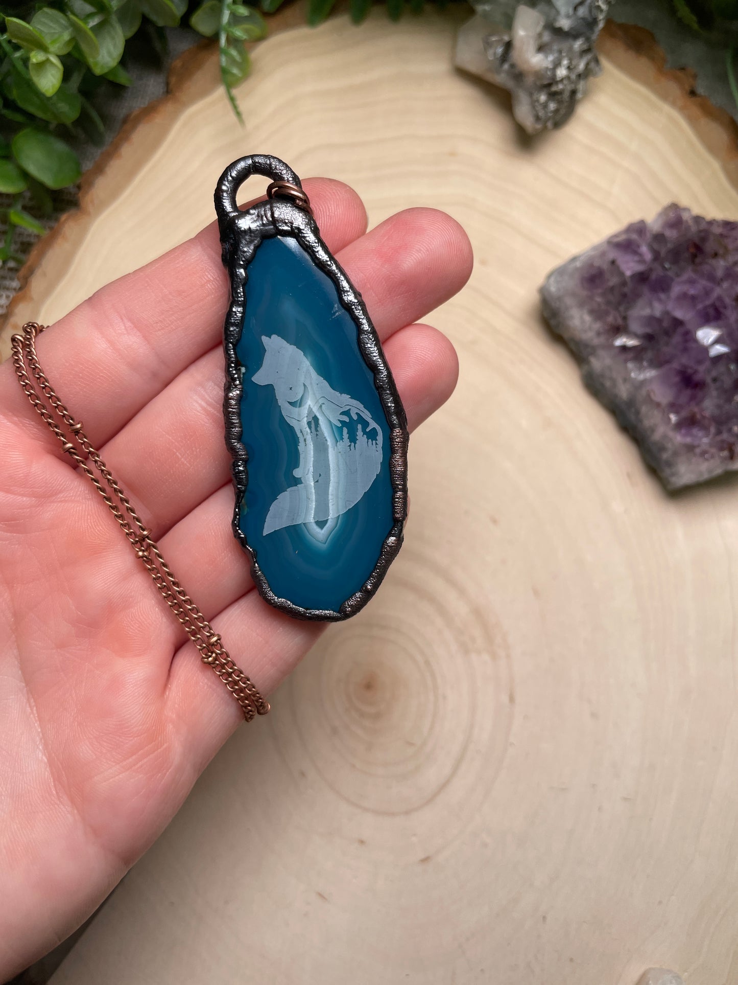 Agate Fox Necklace