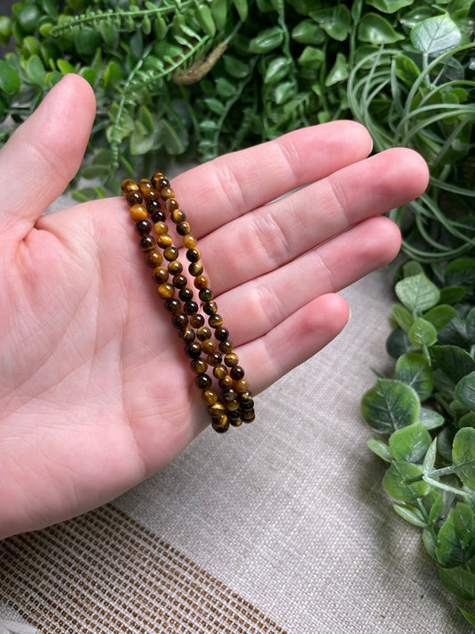 Tigers Eye 4mm Beaded Bracelet