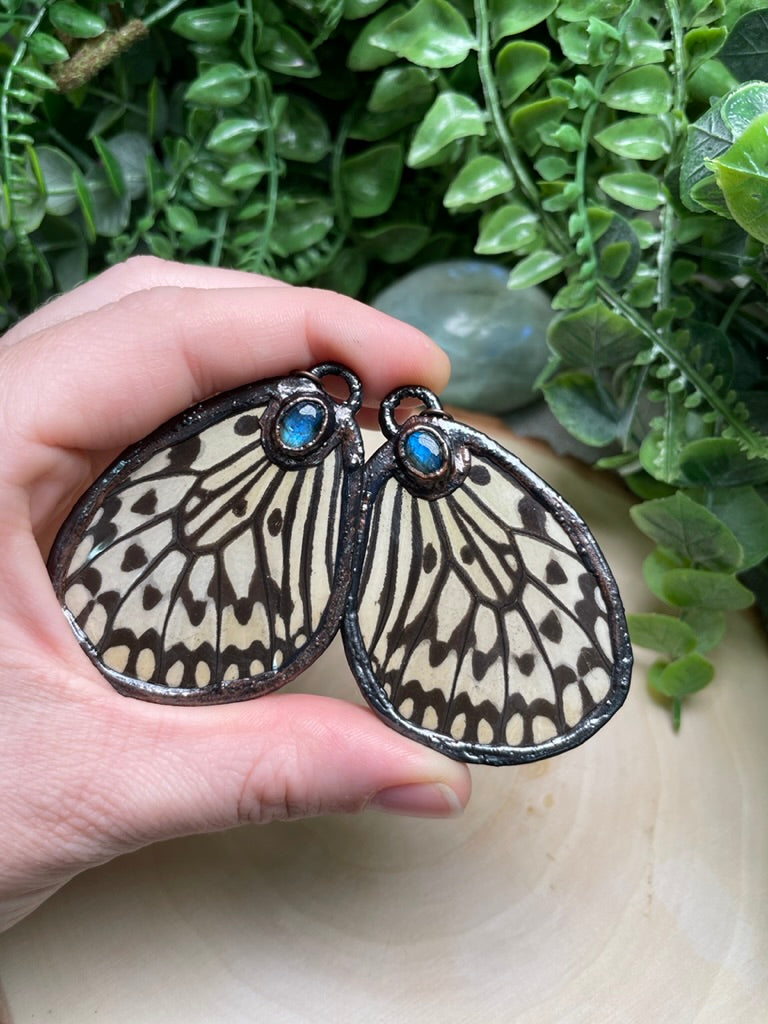 Butterfly Wing and Labradorite Earrings