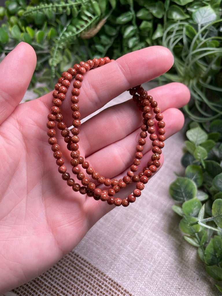 Goldstone 4mm Beaded Bracelet