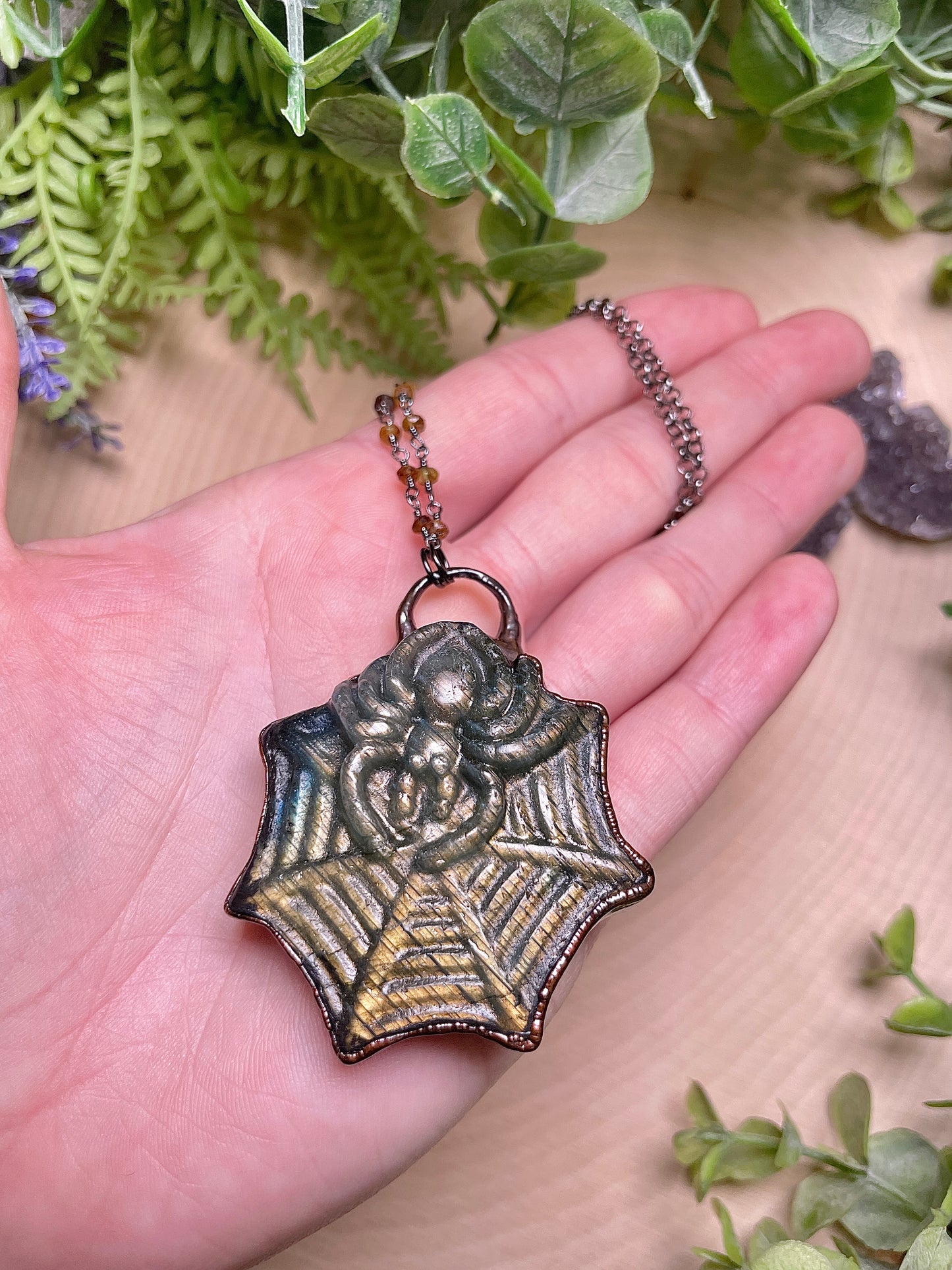 Weaver- Labradorite Spider Necklace