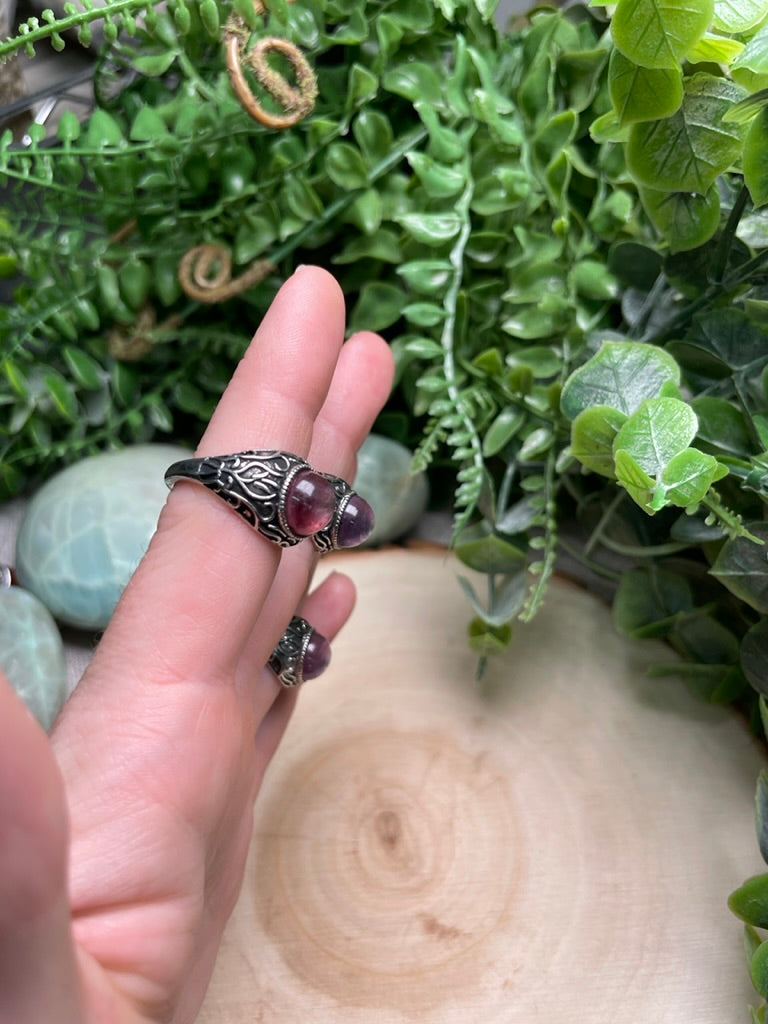 Gem Lepidolite Adjustable Ring