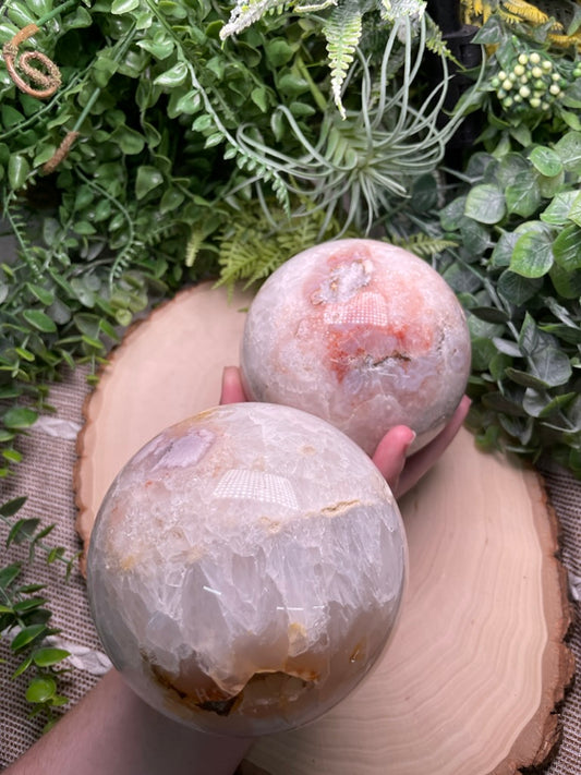 Quartz and Flower Agate Sphere