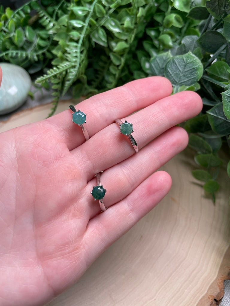 Moss Agate Adjustable Ring